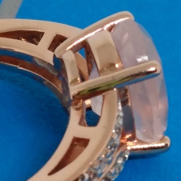 Genuine rose quartz ring in rose gold - Picture 6 of 7